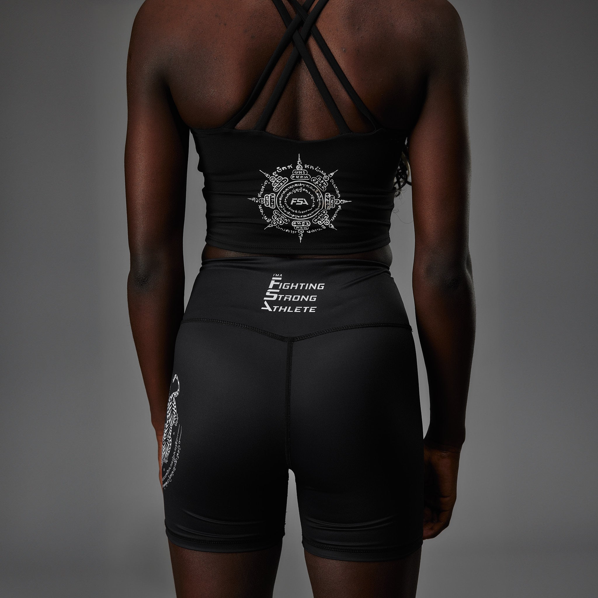 Cropped Sports Bra Sak Yant 8 Directions Black